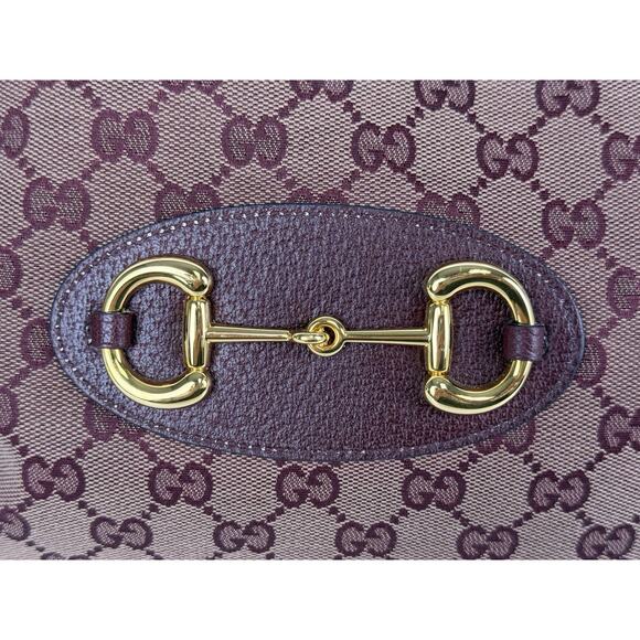 Gucci Horsebit Burgundy Canvas Drawstring Shoulder Bag Canvas - Picture 10 of 16